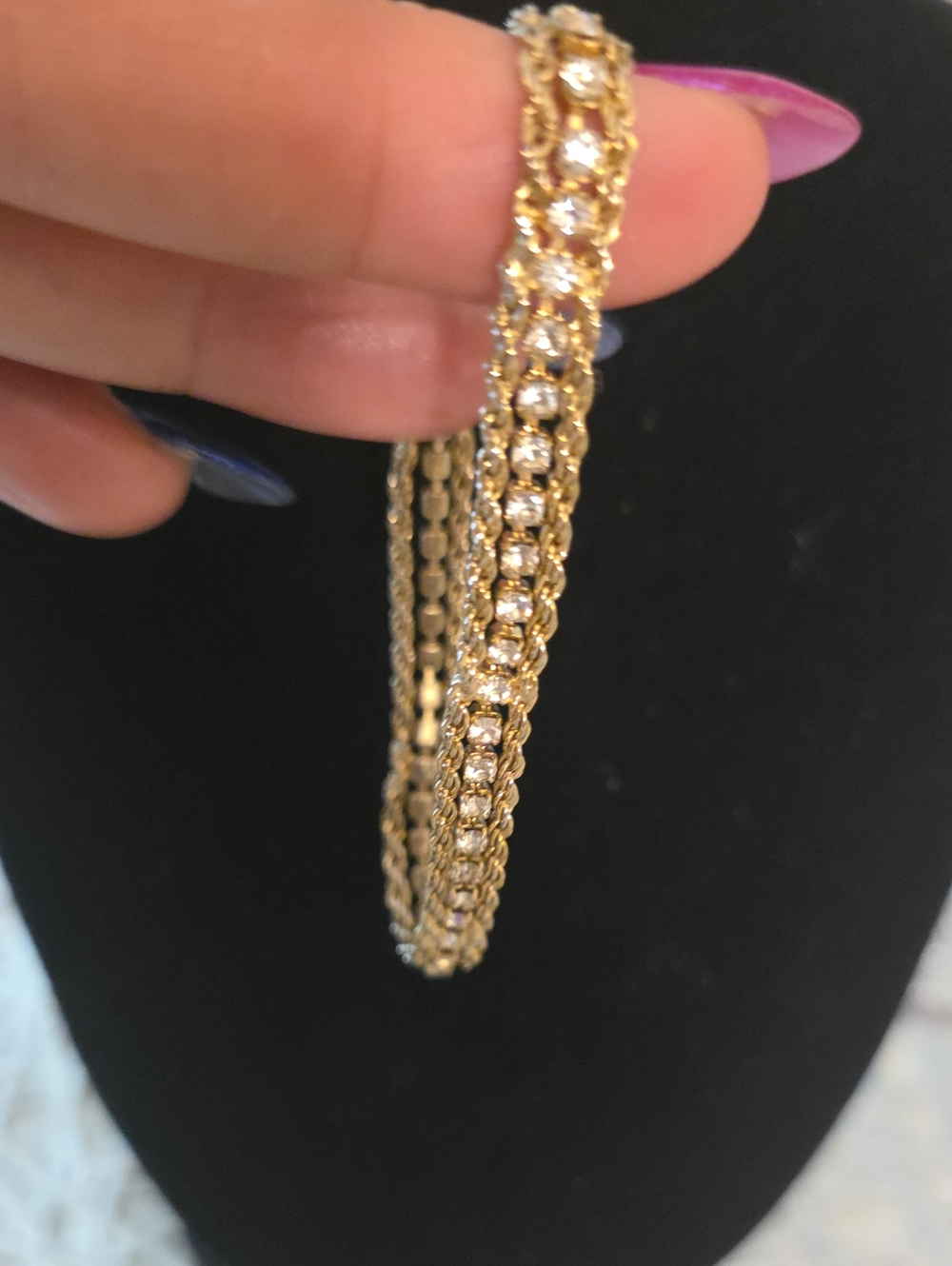 Vintage Gold Crystal Multi-Row Bracelet